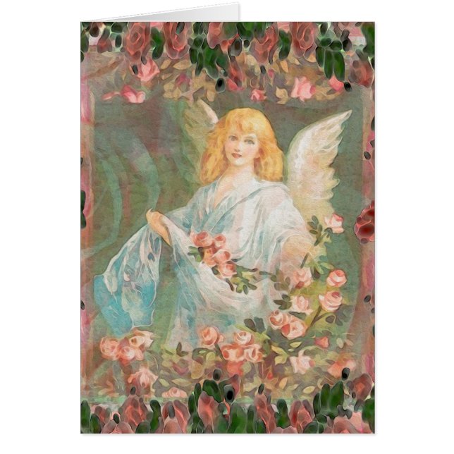 Guardian Angel with Pink Roses (Front)