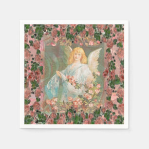 Guardian Angel with Pink Roses Napkin
