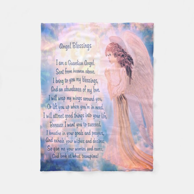 Guardian Angel with Poem Fleece Blanket (Front)