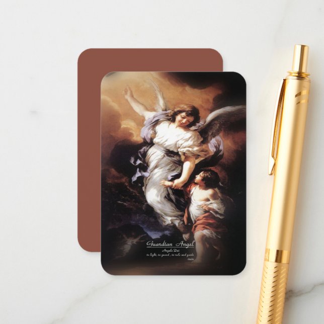Guardian Angel with Prayer Enclosure Card (Front/Back In Situ)
