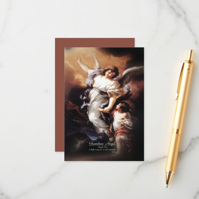Guardian Angel with Prayer Enclosure Card (Front/Back In Situ)