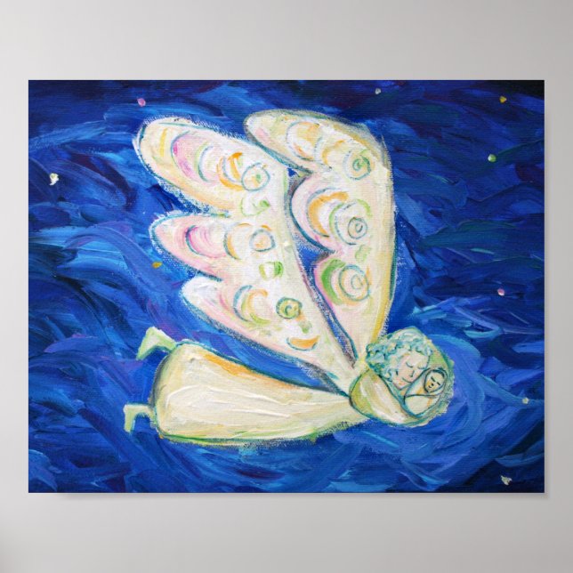 Guardian Angel with Sleeping Baby Poster Art Print (Front)
