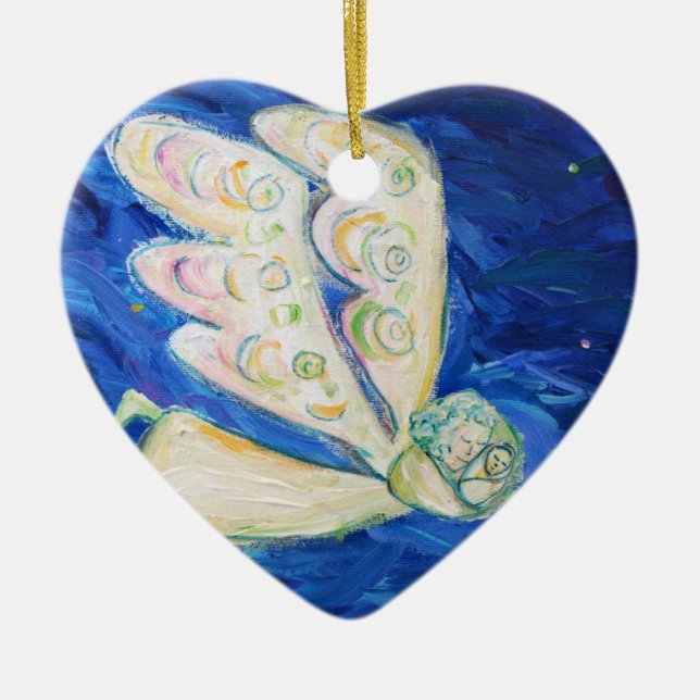 Guardian Angel with Sleeping Infant Gift Ornament (Front)