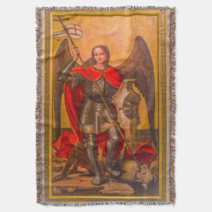 Guardian Angel woven jacquard blanquet Throw Blanket