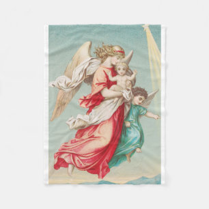 Guardian Angels Carrying A Child Ethereal Art Fleece Blanket