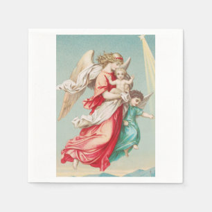 Guardian Angels Carrying A Child Ethereal Art Napkin
