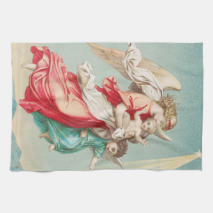 Guardian Angels Carrying A Child Ethereal Art Tea Towel
