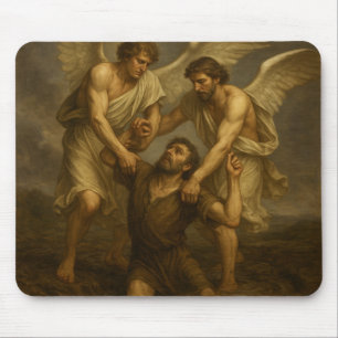 Guardian Angels Lifting a Man from Despair Mouse Mat