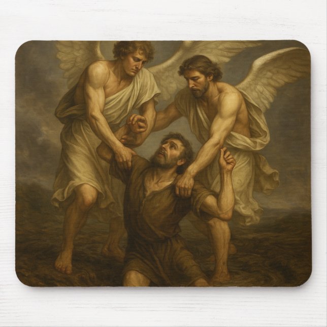 Guardian Angels Lifting a Man from Despair Mouse Mat (Front)