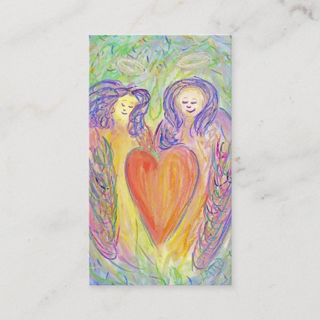 Guardian Angels Love Heart Art Business Card (Front)