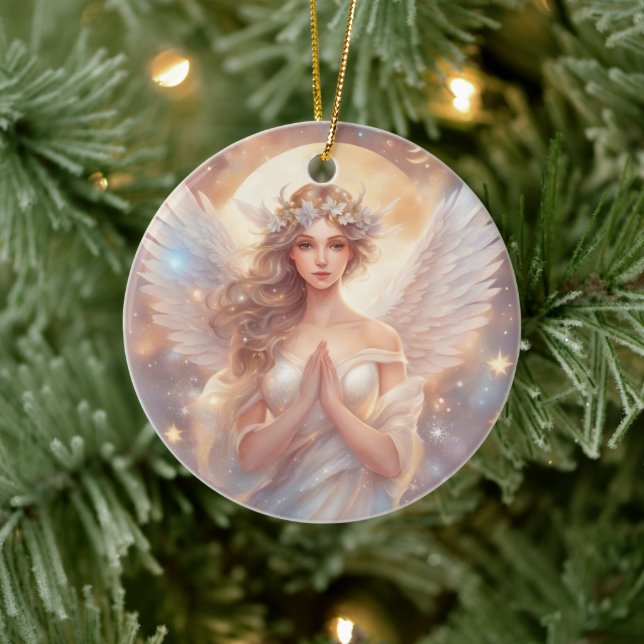 guardian angels, pastel paintings ceramic tree decoration (Tree)