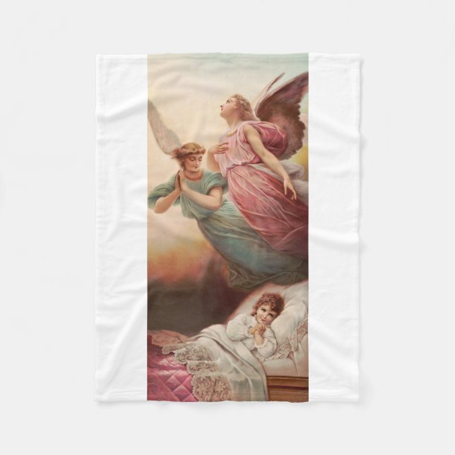 Guardian angels with child fleece blanket (Front)