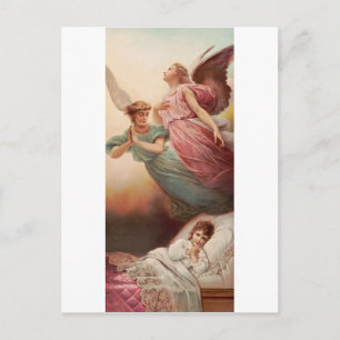 Guardian angels with child postcard