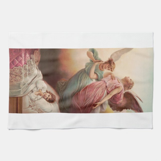 Guardian angels with child tea towel (Horizontal)