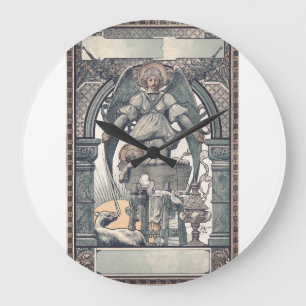 Guardian angels with Jesus child Large Clock