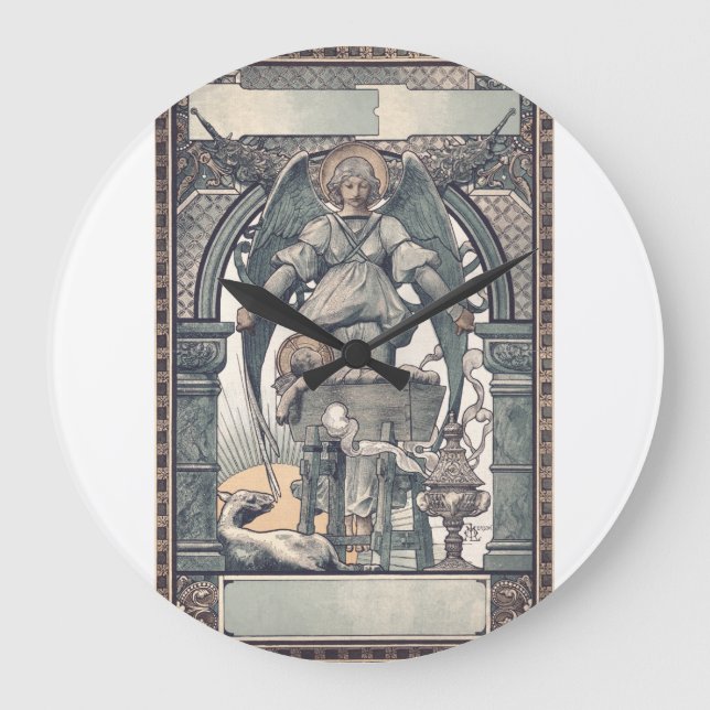 Guardian angels with Jesus child Large Clock (Front)