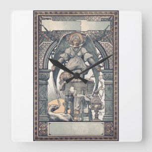 Guardian angels with Jesus child Square Wall Clock