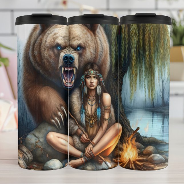 Guardian Bear, Resolute Woman, Wild Spirit. Thermal Tumbler (Creator Uploaded)