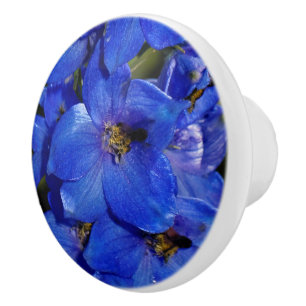 Guardian Blue Delphiniums Larkspur Ceramic Knob