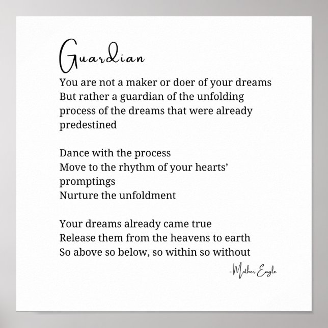 Guardian Comfort Encouragement Poem wall art (Front)