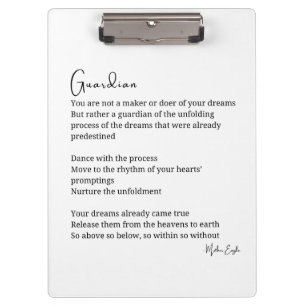 Guardian Comfort Encouragement Poem wall art Clipboard