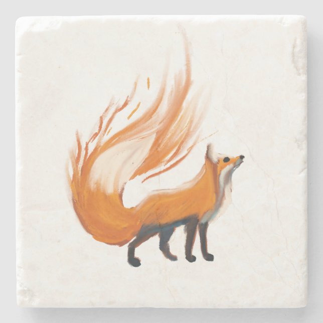 Guardian Fox Marble Coaster (Front)