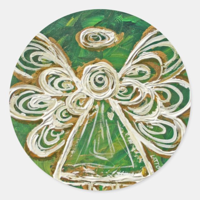 Guardian Green Angel Art Custom Stickers (Front)