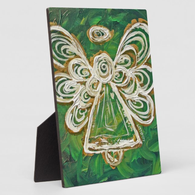 Guardian Green Angel Painting Art Gift Plaque (Side)