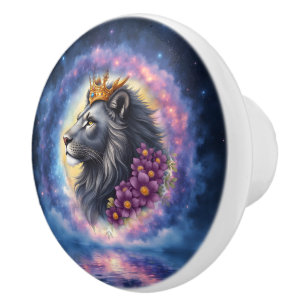 Guardian of Light - Lion of the Moonlit Realm.  Ceramic Knob