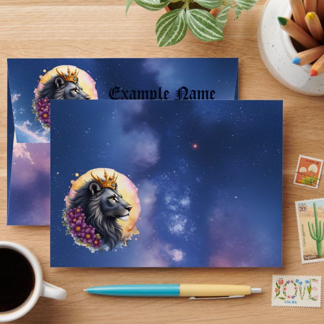Guardian of Light - Lion of the Moonlit Realm.  Envelope (Desk)