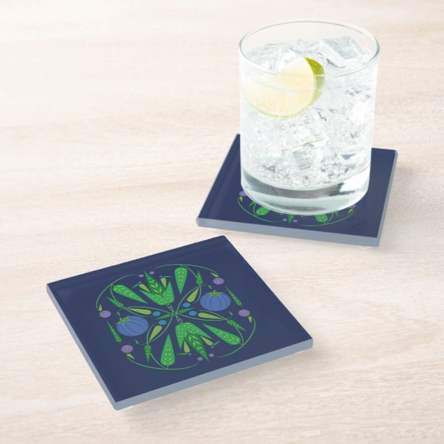 Guardian Of The Blueberries Glass Coaster (Angled)