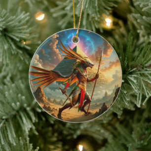 Guardian of the Celestial Gate – Anubis Ceramic Tree Decoration