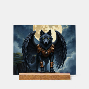 Guardian of the Moon – The Black Winged Wolf Acrylic Sign