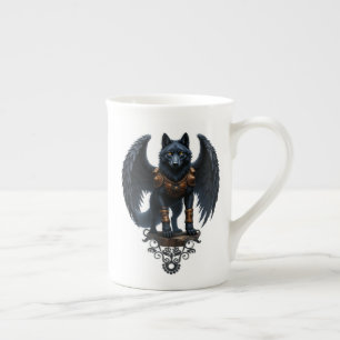 Guardian of the Moon – The Black Winged Wolf Bone China Mug