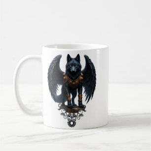 Guardian of the Moon – The Black Winged Wolf Coffee Mug