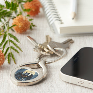 Guardian of the Moon – The Black Winged Wolf Key Ring