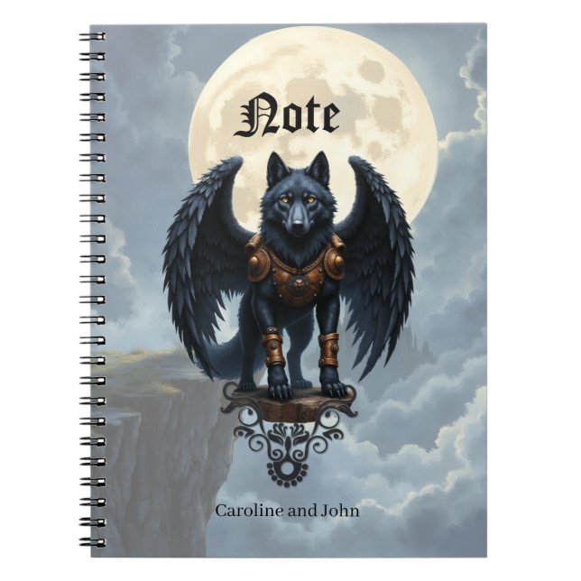 Guardian of the Moon – The Black Winged Wolf.  Notebook (Front)