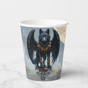Guardian of the Moon – The Black Winged Wolf Paper Cups