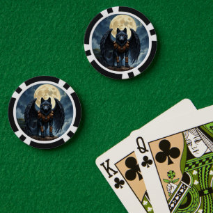 Guardian of the Moon – The Black Winged Wolf Poker Chips