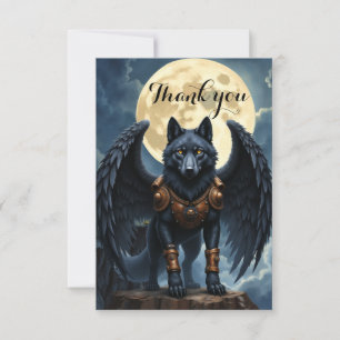 Guardian of the Moon – The Black Winged Wolf. Thank You Card