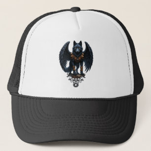 Guardian of the Moon – The Black Winged Wolf Trucker Hat