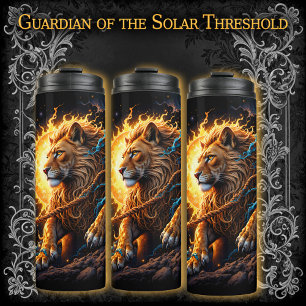 Guardian of the Solar Threshold – Lion of Balance  Thermal Tumbler