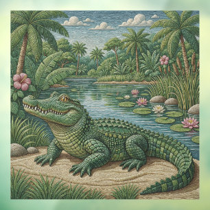 Guardian of the Wetlands Embroidered Crocodile Window Cling