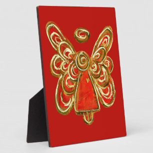 Guardian Red Angel Painting Art Gift Plaque