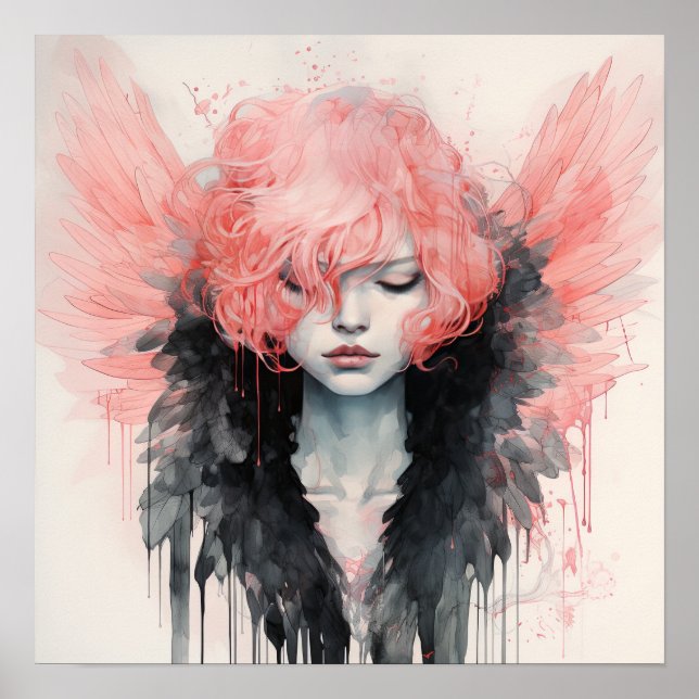 Guardian Serenity: Graceful Girl Angel Poster (Front)