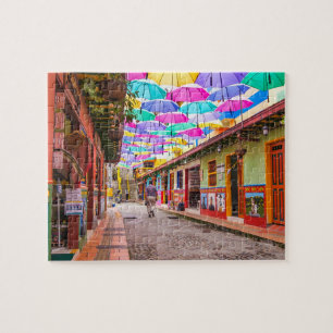 Guatapé, Colombia Umbrella Street Jigsaw Puzzle