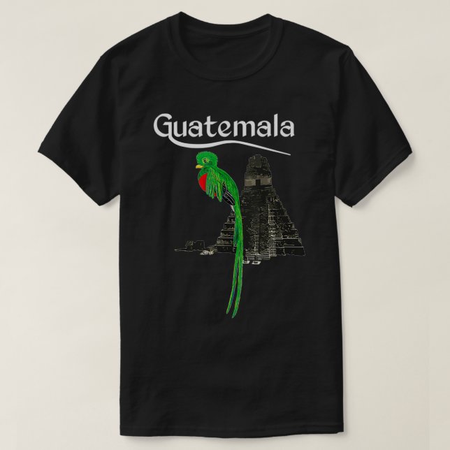 Guate Quetzal Guatemala Maya Antigua Tikal Coban V T-Shirt (Design Front)