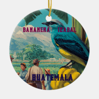 GUATEMALA, BANANERA IZABAL Retro poster Ceramic Tree Decoration