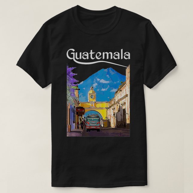 Guatemala Chicken Bus Antigua Chapin Quetzal Guate T-Shirt (Design Front)