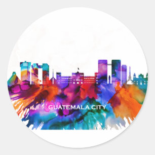 Guatemala City Skyline Classic Round Sticker